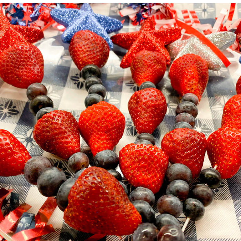 Easy Red White Blue Desserts Fruit Kabobs